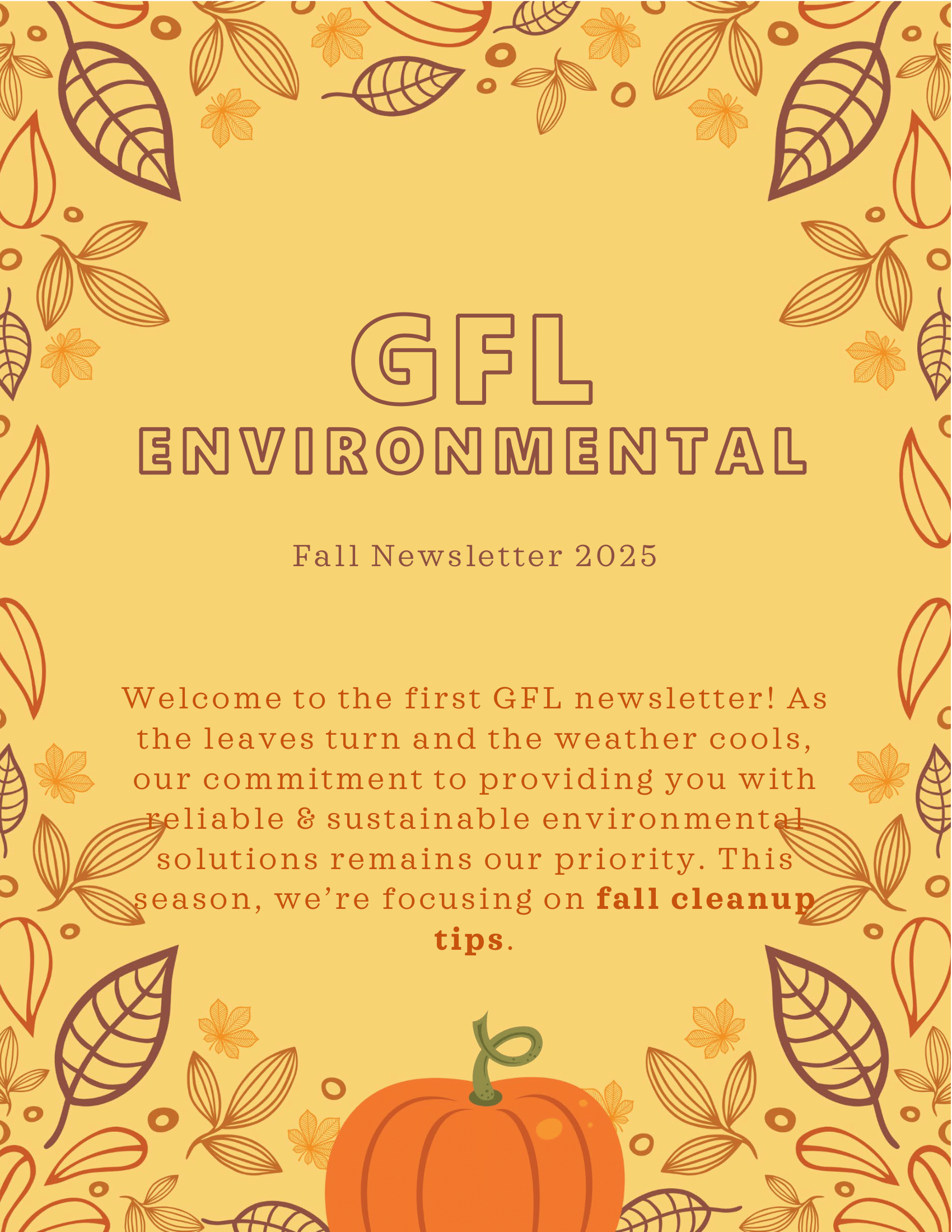 Fall Environmental Message GFL Environmental Fall Newsletter 2025 | Bowling Green, VA