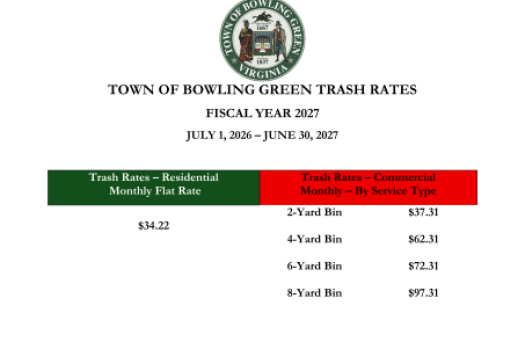 TOWN OF BOWLING GREEN TRASH RATES