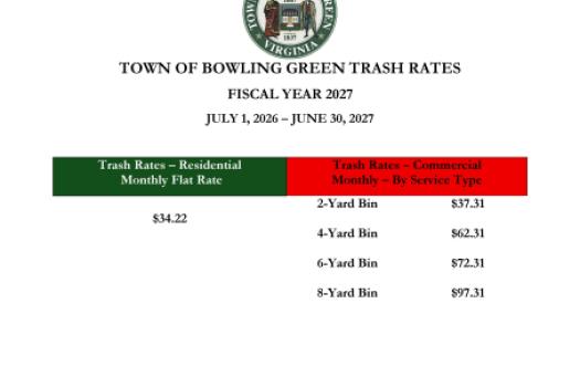 Fiscal Year 2027 Adopted Residential and Commercial Trash Rates 